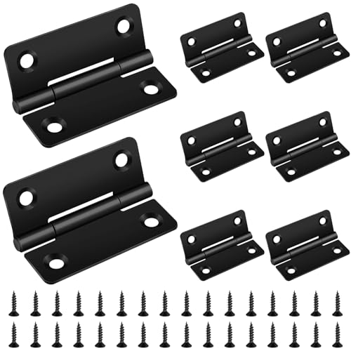 8 Stück Scharniere Klappbar, Bolatus 50x39mm Scharnier Edelstahl Türscharniere für Holztüren Schränke Fenster Tür Scharnier Set mit 32 Stück Schrauben, Schwarz