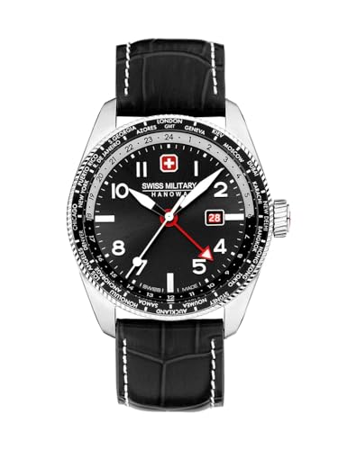 Montre à Quartz Swiss Military Homme Bracelet Cuir Cadeau Idéal