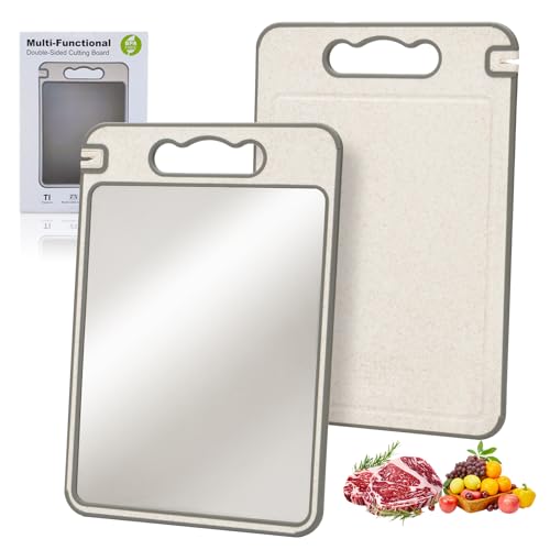 Tablas de Cortar Titanium AGIgear HD-A259 Dual-Sided 35.56 cm x 25.4 cm con Mango, Antideslizante y Apta para Lavavajillas