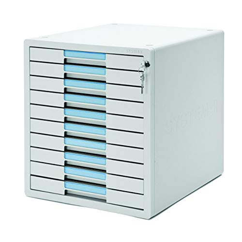 Sysmax-Max Systme2 1210K Vertical File Cabinet 10 Drawer Index Key Lock Function Flat Drawer Light Gray Color #TOP12