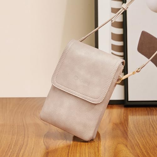 Cnoles Crossbody Bags for Women Small Fashion Shoulder Bag Vegan Soft Leather Cell Phone Bag Wallet Purses Adjustable Strap Grey2