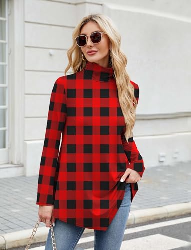 Image of JUSTFASHIONNOW Turtle Neck Shirts for Women Long Sleeve Fall Tunic Tops