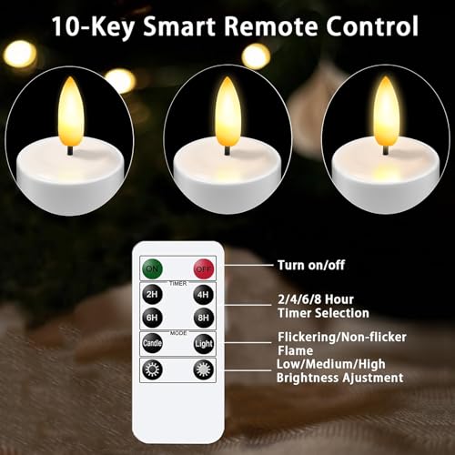 Image of KSWING Flameless Tea Lights Candles with Remote Timer & Charging Station Base, 6PCS USB Rechargeable Battery Operated LED Tealight Candle Flickering Realistic for Home Christmas Wedding Decor,White