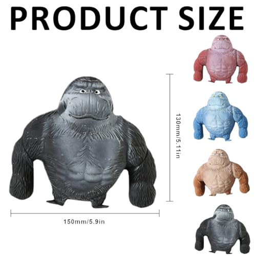 Gorilla Stressabbau Spielzeug 4pcs, Gorilla Squeeze Toy,AFFE Spie-lzeug Affen Spie-lzeug Stretch, Gummi Squishy Monkey,Spielzeug Zum Stressabbau,Monkey Gorilla Toys