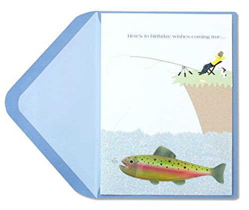 Carte d'anniversaire faite main homme pêche et loisirs créatifs en relief Papyrus