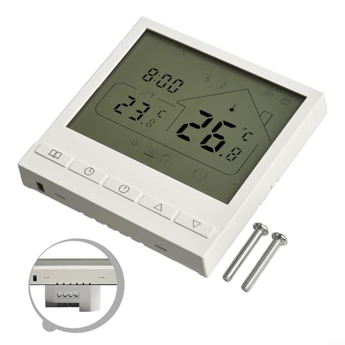 Glewi Termostato programable inteligente para calefacción por suelo radiante, WiFi para control Tuya con horario 5+1+1, protección contra heladas y bloqueo infantil, blanco 86 x 86 mm (16 A)
