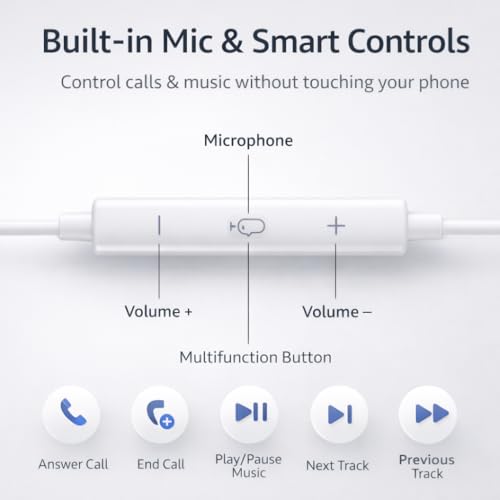Image of Mizi 2 Pack USB C Headphones - Wired Earphones with Microphone & Volume Control, USB Type-C Earbuds Compatible with iPhone 17 /16 /15 Pro Max /Plus /Air, iPad Pro /Air, Galaxy S25 /S24 /S23 /S22 /S21, White