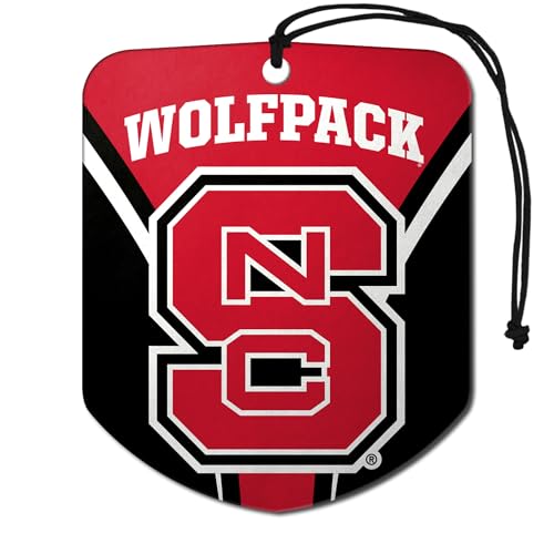 FANMATS 61625 NCAA NC State Wolfpack Hanging Car Air Freshener, 2 Pack, Black Ice Scent, Odor Eliminator, Shield Design with Team Logo