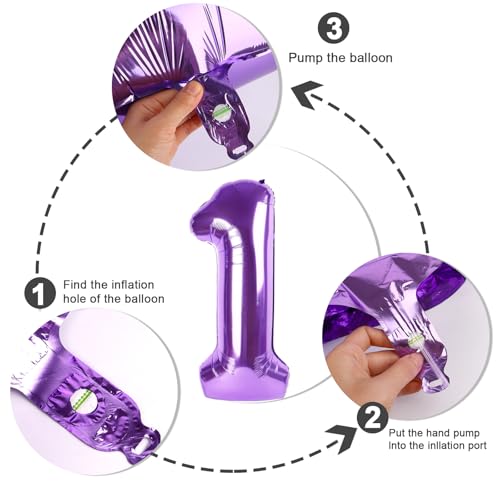 Image of 6 Balloon Numbers Birthday Decorations, 40In Purple Balloons for Men Women | Eye-catching Appearance, Perfect Decorative Centerpieces, Convenient Self-sealing Structure, Widely for Various Occasions