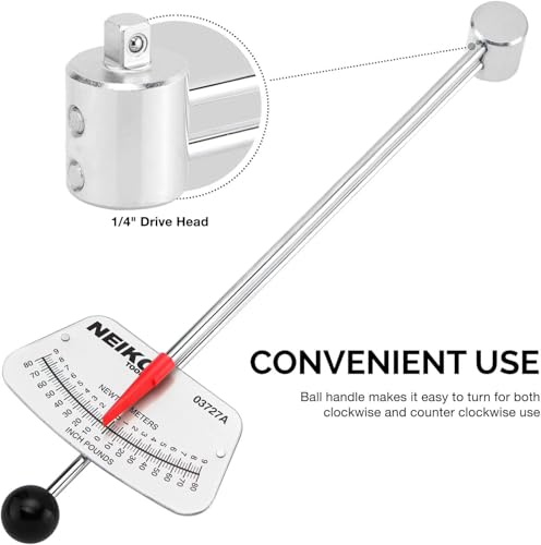 image for Neiko 03727A 1/4-Inch-Drive Beam Torque Wrench, SAE and MM Bicycle and