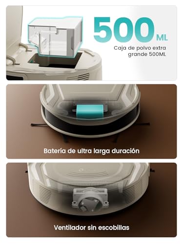 Miniatura 5 de Lefant Robot Aspirador 2200pa, Silenciador 55db, 120min Autonomía, 6 Modos De Limpieza, Evitar Enredos, Auto-Carga, Ideal Para Pelo De Mascotas Suelos Duros, Wifi Alexa App, M210 Pro Champán