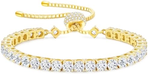 KRKC&CO Moissanite Bolo Tennis Bracelets for Women Adjustable Len...