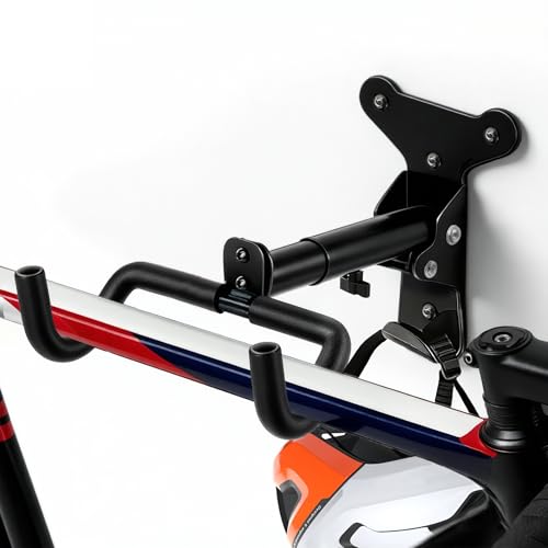 yeakmoce Bike Wall Mount Hanger Horizontal Bike Rack Adjustable Distance and Angle Holds Up to 25kg Bicycle Rack for Road Mountain and Hybrid Bikes in Garage Apartment & Home