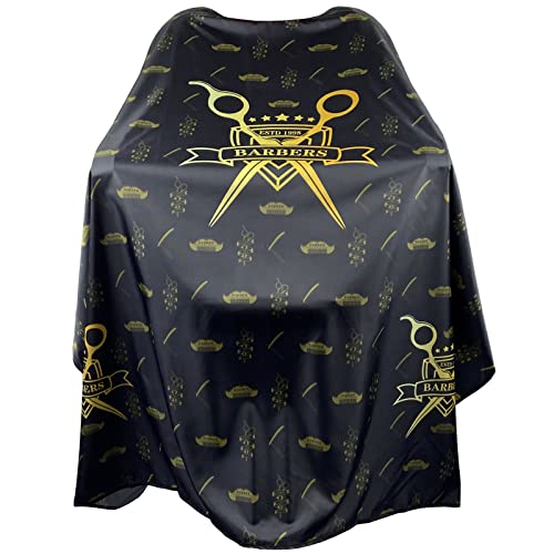 Barber Capes for Men, Hair Cutting Cape with Metal Snap Closure, Professional Salon Cape, Large Waterproof Hairdressing Cape for Hairstylist- 63”× 56” (Black & Gold) - Thumbnail 3