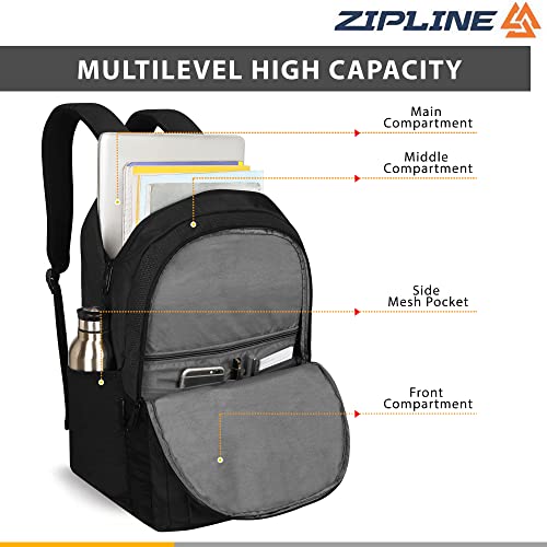 Image of Zipline 35 Ltr, 19 inch Grey Laptop Backpack for Men & Women college girls boys fits 15.6 inch laptop macbook pro /tablet polyester Airline carry-on size