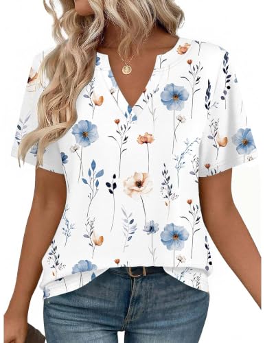 Image of Zeagoo Womens Tops Short Sleeve V Neck Tee Shirts Cute Dressy Casual Clothing Business Work Blouse