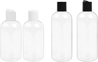 2 Pack 8 oz and 16oz Plastic Bottles with Disc Caps Clear Empty Reusable Leak-Proof Travel Squeeze Containers for Shampoo Conditioner Liquid Soap Toiletries