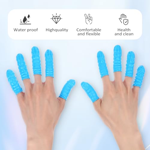 Kifmurase 100 PCS Large Disposable Nitrile Finger Cots, Non-allergenic No Powder Finger Protectors, Finger Covers for Beauty, Manicure, Massage, Electronic Repair(Blue) - Thumbnail 3