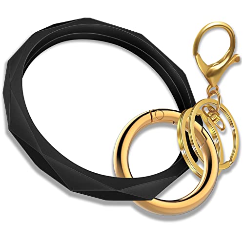 Bracelet porte-clés en silicone noir Idakekiy de 3.54in pour femme