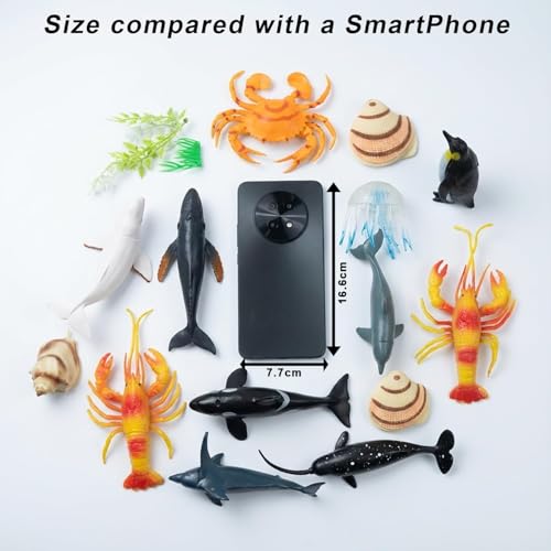 Image of Realistic Underwater BIG Fish Animal Toy for Kids 3+| 12PCs Sea Water Creatures Shark, Whale Figure for Boys and Girls Animals Action Figurine Playset Educational & Learning Toys Birthday Gift