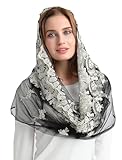 Leimandy Catholic Veil Chapel Veil Mantilla Church Veil Mass Veil S07 (Black)