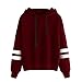 Produktbild Damen Pullover Lady Fashion Print Langarm mit Kapuze Solid Tops Bluse Shirt MYMYG Gedruckt Pullover Herbst Einzigartige Winter Langarm Crop(C2-Wein,EU:36/CN-M)
