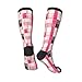 Nevjipu Knee High Socks for Women Men Athletic - Fashion Pink Plaid Print Casual Long Socks for Travel Running