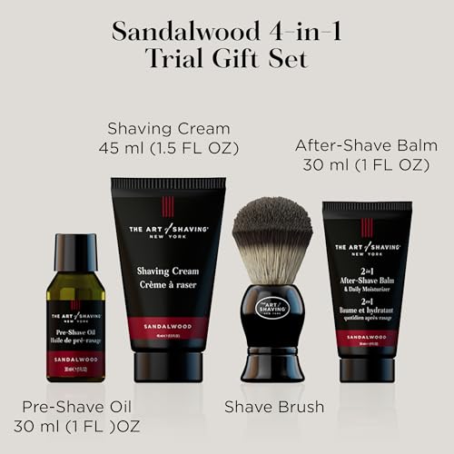 The Art of Shaving Sandalwood 4-in-1 Trial Kit – Pre-Shave Oil, Shaving Cream, Shaving Brush & After-Shave Balm – Protects Against Irritation and Razor Burn – Hydrates and Nourishes Dry Skin - Image 2