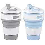 MommyLove 2Pack Collapsible Coffee Cups for Travel ,12 oz Reusable Silicone Collapsible Cups with...
