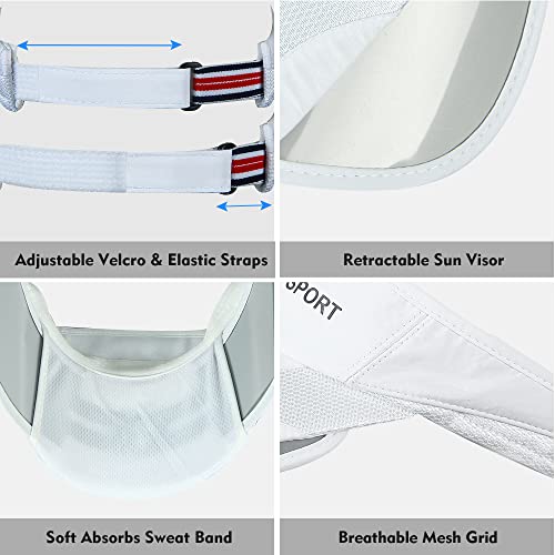 Sun Visors For Women Adjustable Retractable Wide Brim Beach Hat Golf Accessories For Men White Visor Uv Protection Sun Hat Ponytail Sunhat Running Cap #TOP6
