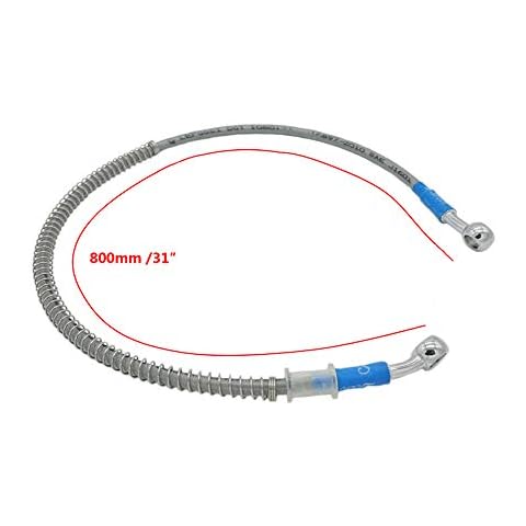SYUU 800mm 80cm M10 Reinforced Hydraulic Brake Oil Hose Line Banjo Fitting Stainless Steel End Braided Cable compatible with Motorcycle Pit Dirt Bike Enduro Motocross Street Bikes Sport Bikes Cover