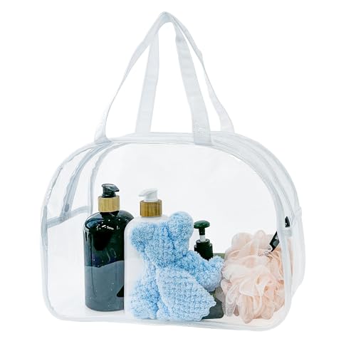 TotePrint Large Clear Butterfly Cosmetic Bag and Travel Pouch with Handle,Durable PVC Material,Zipper Design-Ideal for Makeup,Travel Essentials (Clear)