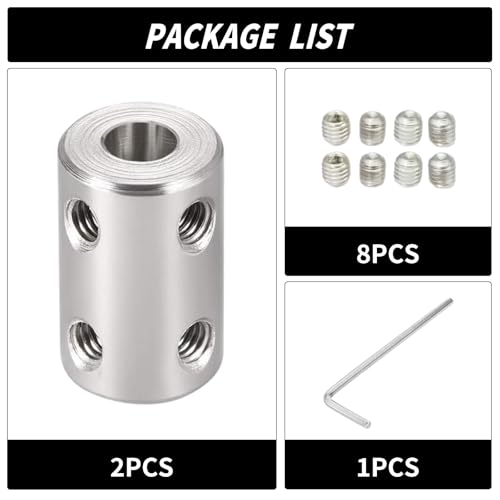 2 Stück 7mm Auf 12mm Starre Kupplung, L25 x D20 Stellschraube Wellenkupplung Motorverbinder Rostfreier Stahl Für 3D Drucker, Motorzubehör, RC Boot Auto Flugzeug