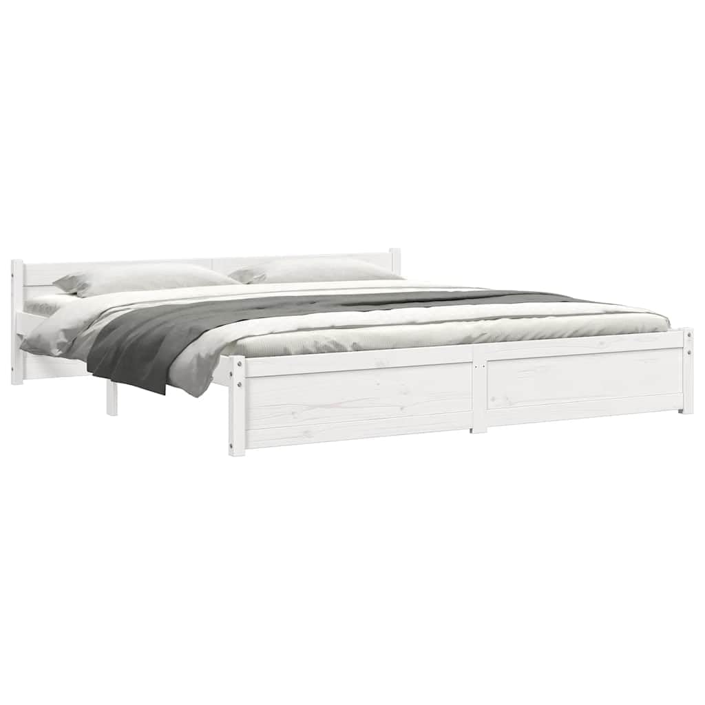 Massives Kiefernholz-Bettgestell, Holzbettgestell mit Kopfteil und Robustem Sperrholz für Schlafzimmer, Einzel- oder Doppelbett, Verschiedene Ausführungen (180 x 200 cm)