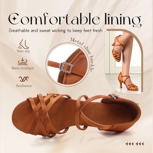 Latin Dance Shoes for Women Salsa Tango Bachata Professional Ballroom Dancing Shoes 3 Inch Heel3