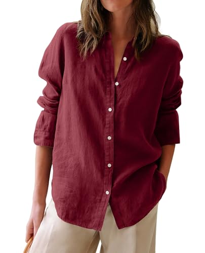 siliteelon Button Down Shirts for Women Oxford Shirt Cotton Dress