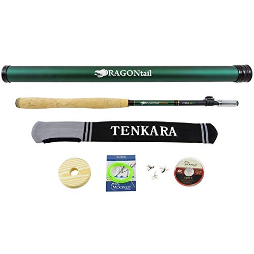DRAGONtail Tenkara Hydra zx390 Tenkara Fly Fishing Rod, Furled Line Kit, 13'