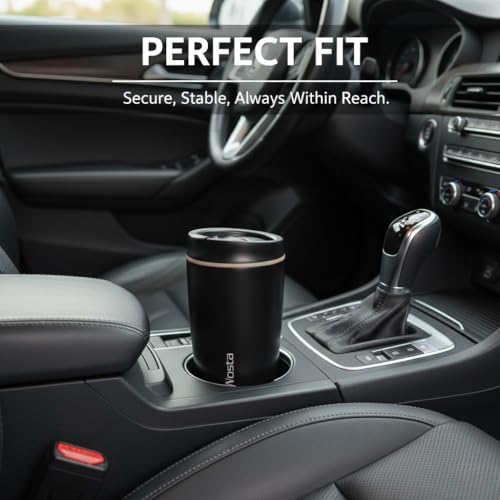 Image of Wosta SmoothSip Slider Insulated Stainless Steel Coffee Tumbler, Reusable Iced Coffee Cup, Hot Coffee Travel Mug, BPA Free 12 oz / 380 ml. (Black)