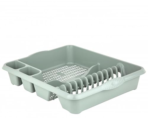 Aurora – High-Grade Large Plastic Dish Drainer and Cutlery Rack (Silver Sage)
