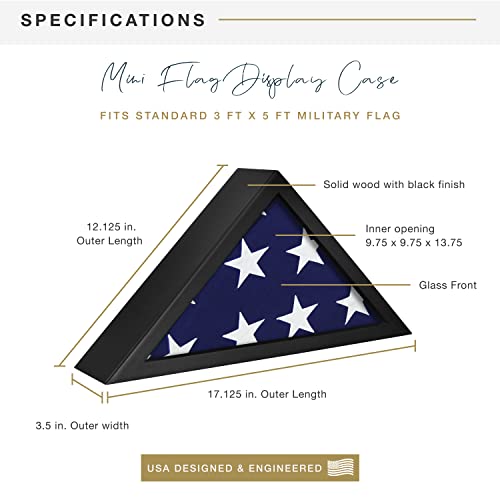 Image of MCS 11x15.5 Inch Mini Flag Display Case for standard 3 by 5-feet military flag, Black (46716)