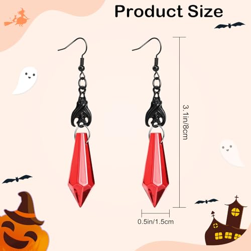 Gothic Earrings Black Halloween Dangle Earrings Goth Jewelry for Women Punk Rock Style Dark Bat Red Blood Earrings Cosplay Accessory3