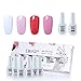 Produktbild Elite99 Klassisch UV Nagellack Set 4 Farben Nagellack Überlack Unterlack Geschenk Kit UV Gel Polish Top & Base Coat Gellack Nägel Set Gel Nagellack 6stk Farben Gel Set 8ML C001
