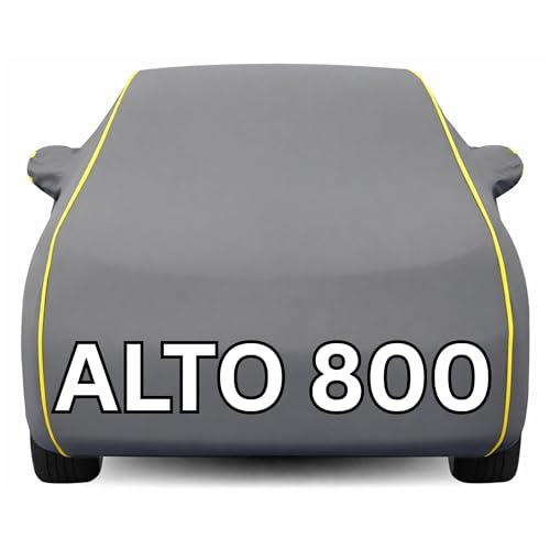 Image of Kayme Premium Grey Alto 800 Car Cover Waterproof for (All Models & Variants - Petrol, Diesel, CNG & EV) |Speacially Custom Fit with Mirror Pockets |All-Weather Protection - Outdoor Car Body Cover