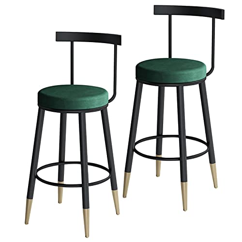 Tabourets de bar velours lot de 2 chaises hautes vertes confortables avec dossier dos sensible