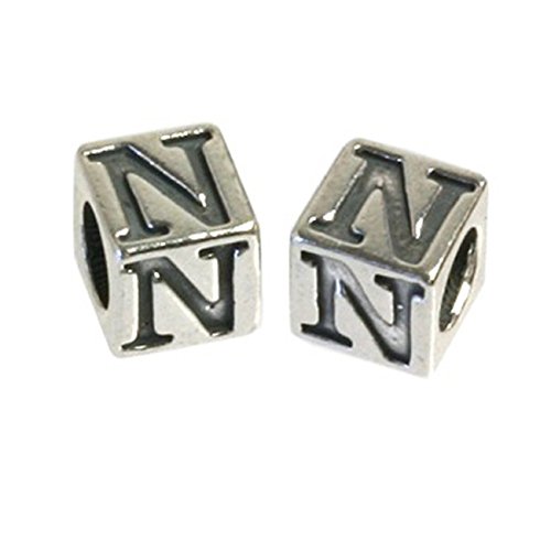Carlo Biagi Kidz Bead 925 plata letra N Colgante Infantil de Pulsera kssln