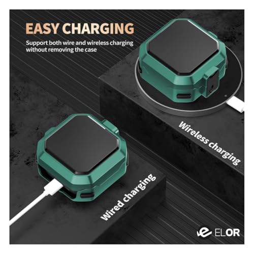 Image of ELOR Hybrid Eggshell Case Cover with Lock Compatible with Samsung Galaxy Buds 4 | 4 Pro (Earbuds Not Included) (Leaf Green)