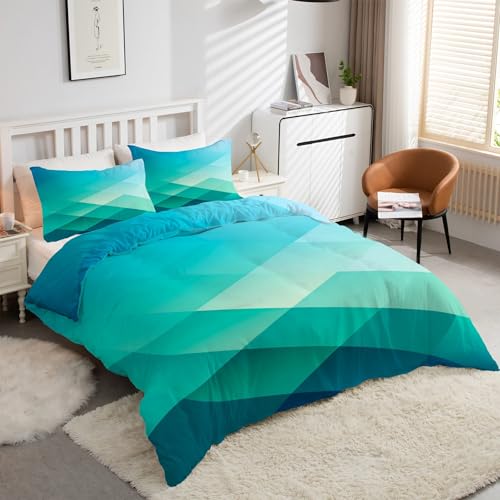 Housse de couette 220x240 géométrique blocs couleur fermeture éclair