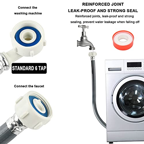 DODUOS 2m Washing Machine Inlet Hose, 3/4'' Straight - 3/4'' Angled Water Fill Inlet Pipe Feed Hose, Universal Cold Water Fill Hose with 20m Sealing Tape, Washing Machine Water Supply Pipe