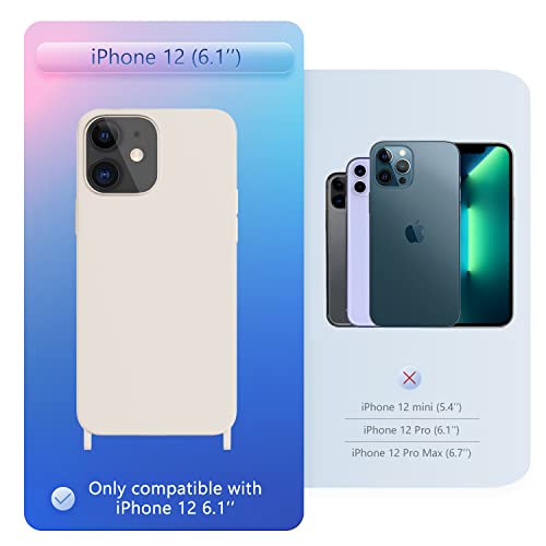 Image of Compatible with iPhone 12 Case with Lanyard Crossbody iPhone Case with Strap Adjustable Shockproof Drop Protection Silicone Phone Cover for iPhone 12 6.1'' Stone
