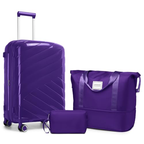 Image of Carry On Luggage 22x14x9 Airline Approved, 20 Inch Expandable Hardshell Luggage Carry-on Suitcases with Spinner Wheels, Carry On Suitcase Set for Women (PURPLE)